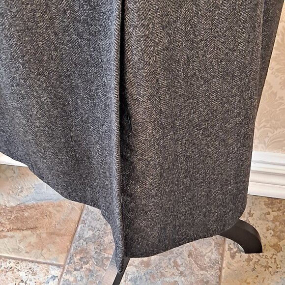 Harry Rosen Wool OverCoat Lined Samuelsohn Gray Herringbone Single Breasted - Picture 9 of 16